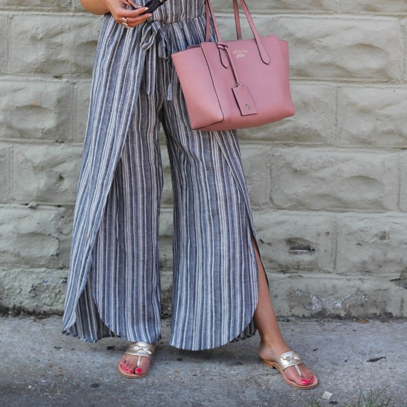 NWOT! Mimi Chica Striped Linen Jumpsuit - Picture 3 of 8